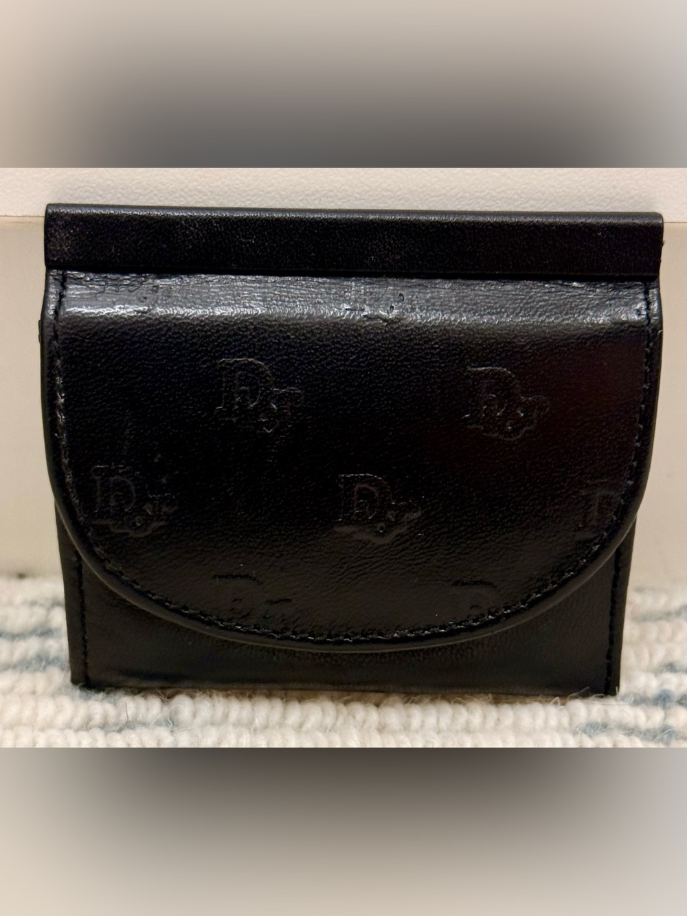DIOR Vintage 80’s Quiet Luxury Black Leather CD Signature Logo Mini Coin Purse